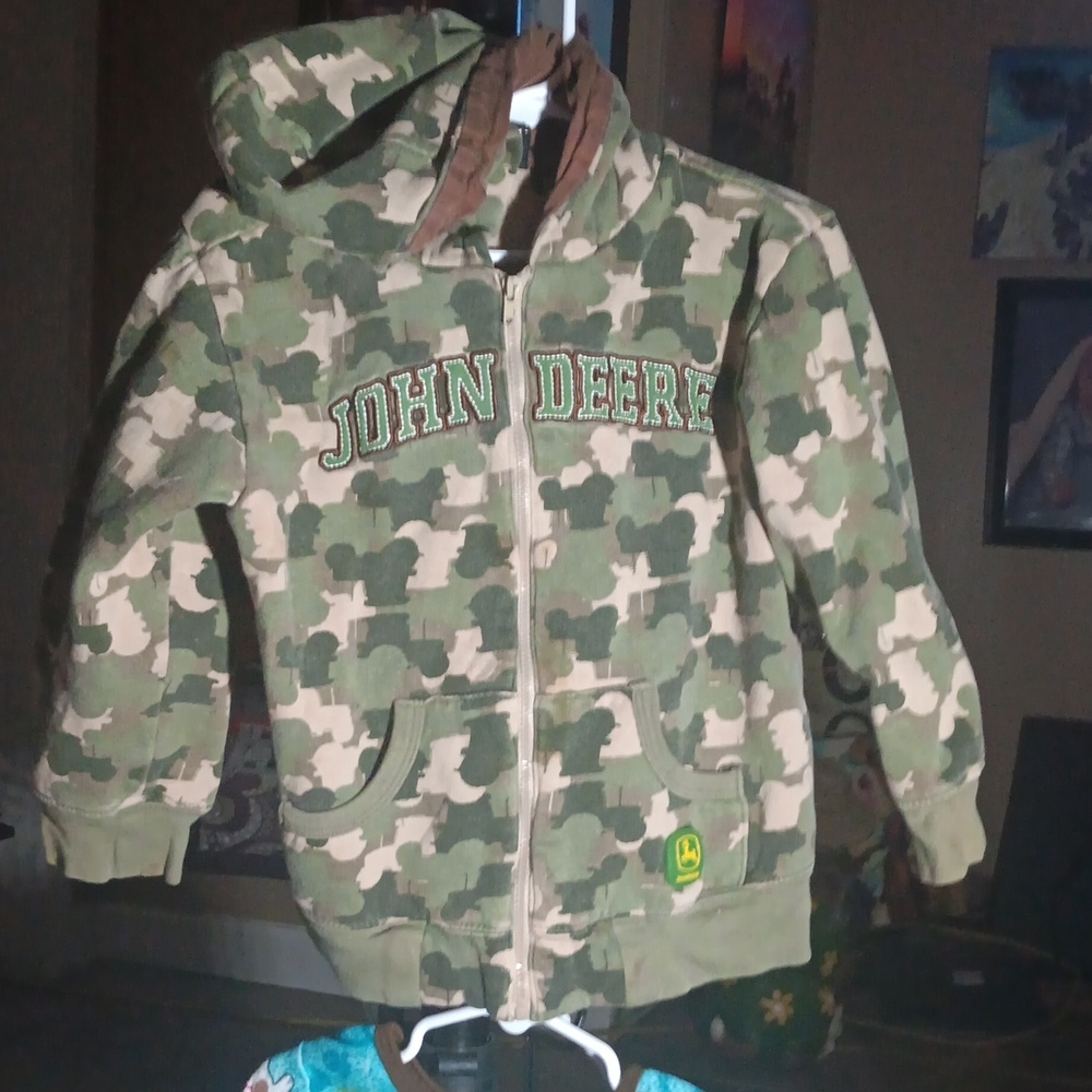 John Deere, Boy's, Size:4T Camo Zip Hoodie